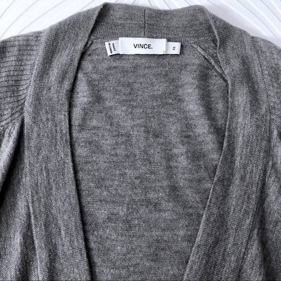 Vince Waterfall Drape Open Front Gray Cardigan - Picture 4 of 5